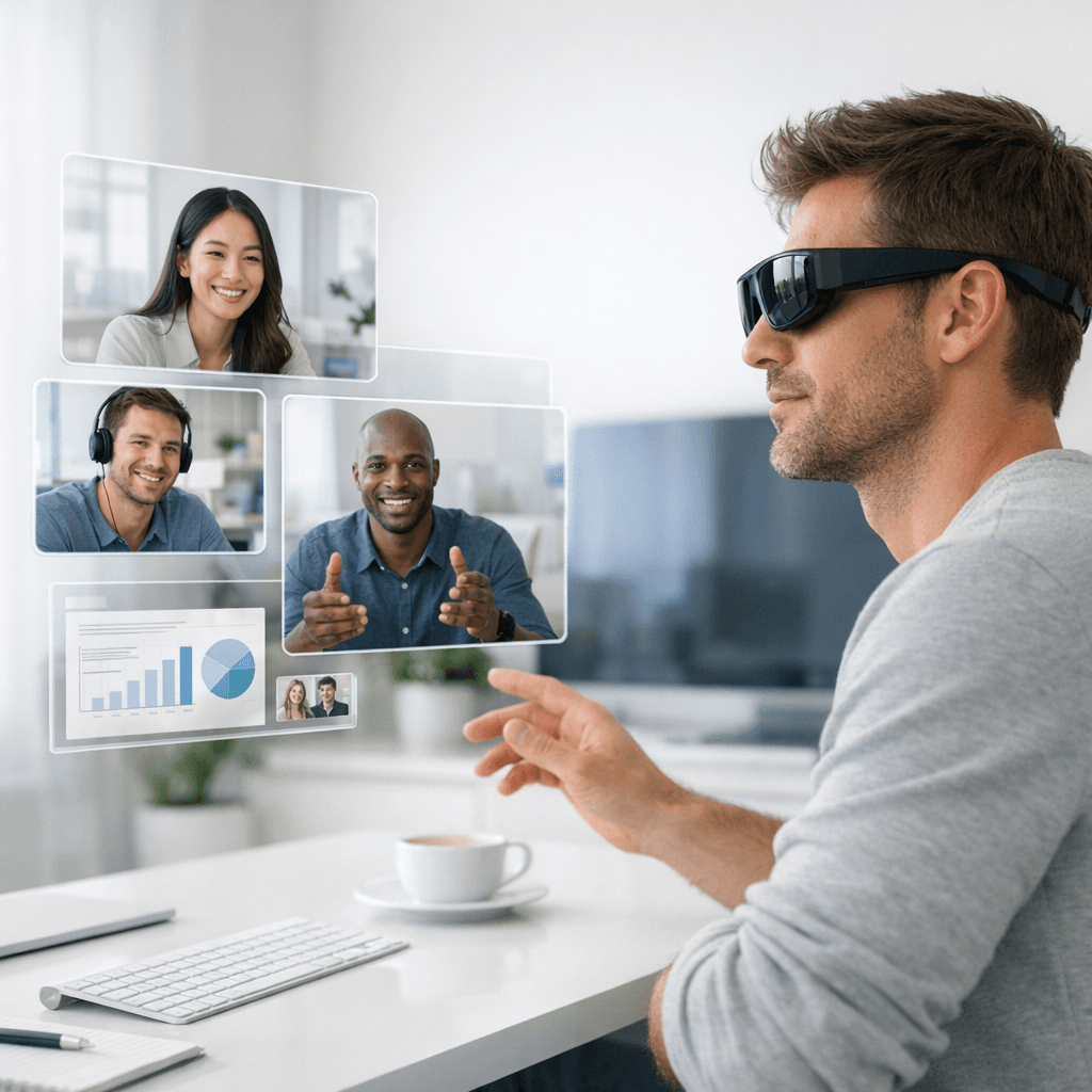 Person collaborating through holographic calls